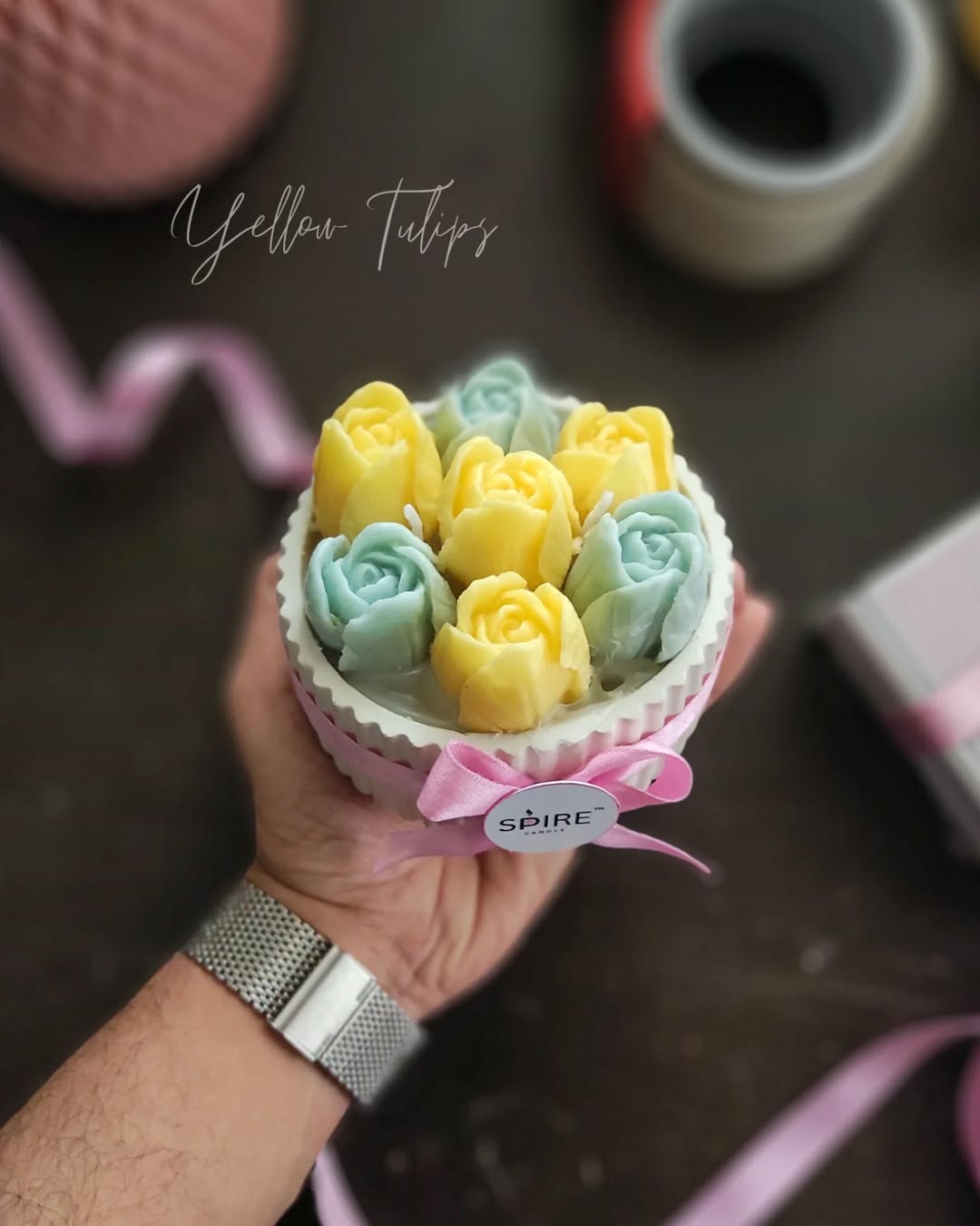 Tulip Concrete Jar Candle