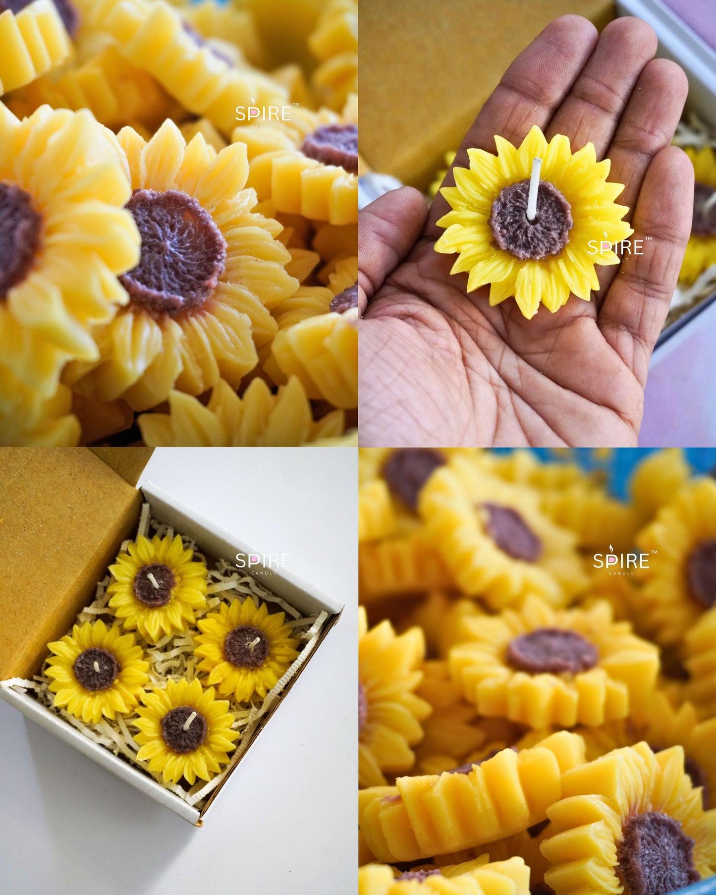 SUNFLOWER CANDLES ( PACK OF 4 )