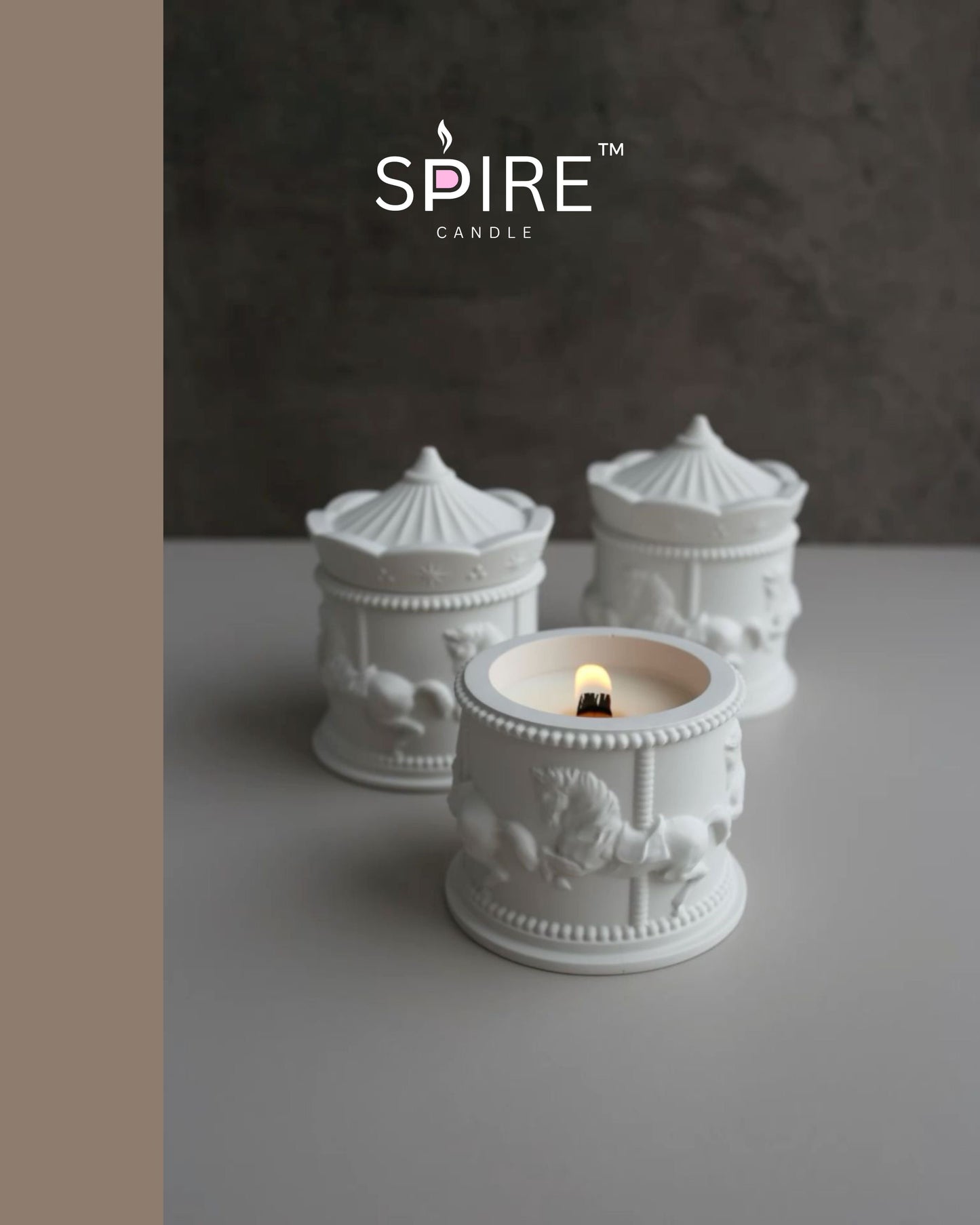 White Carousel Concrete Jar Candle