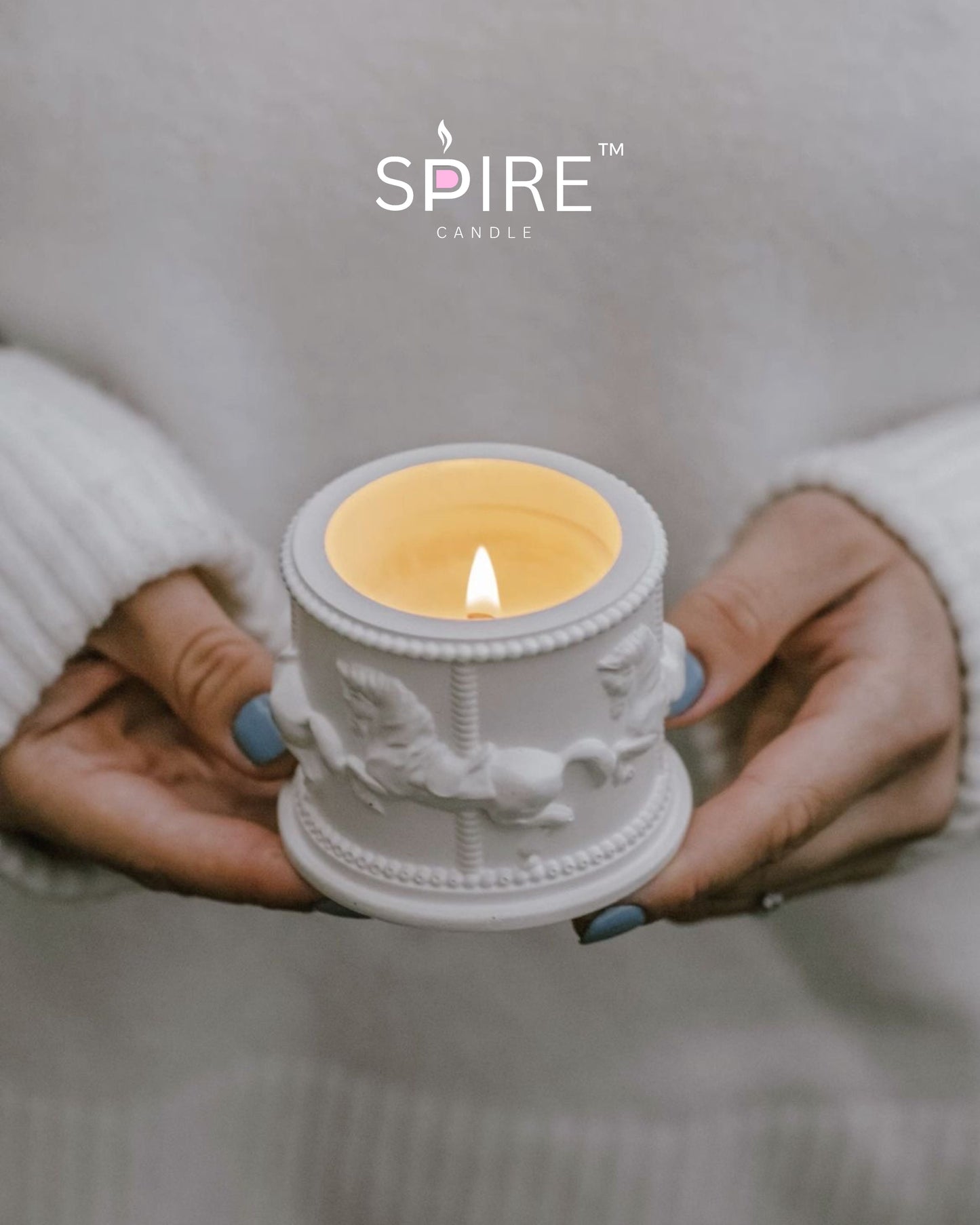 White Carousel Concrete Jar Candle