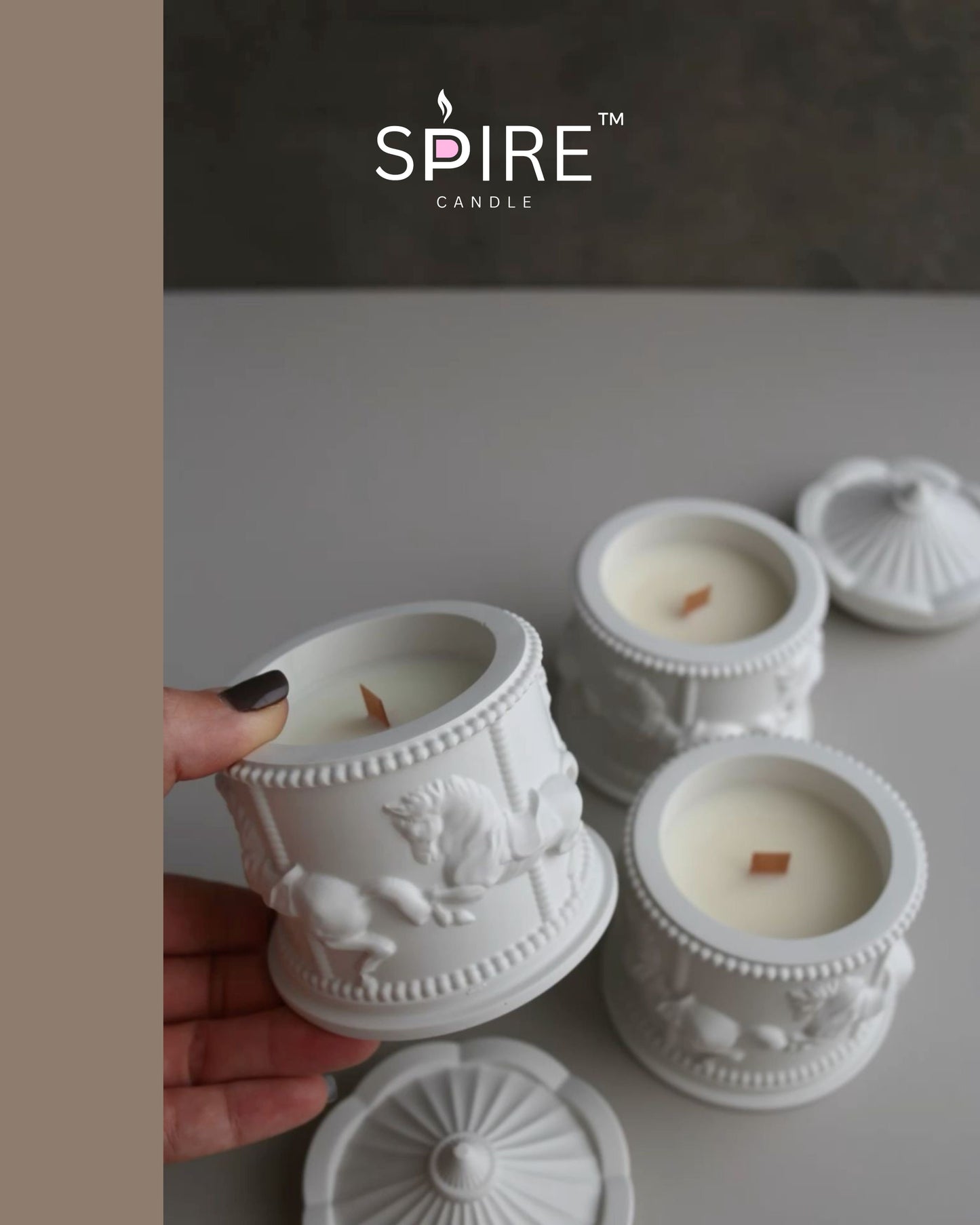 White Carousel Concrete Jar Candle