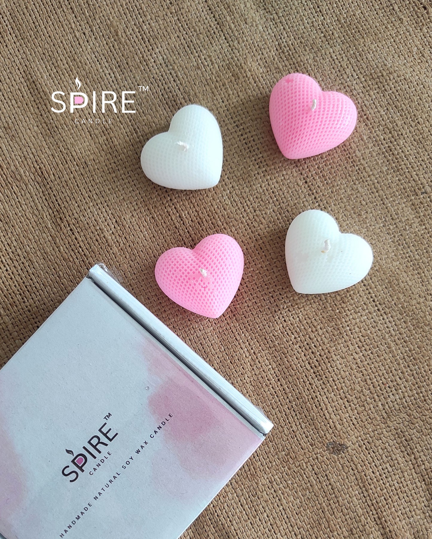 White & Pink Heart Candle Box | Pack Of 4 | Scented