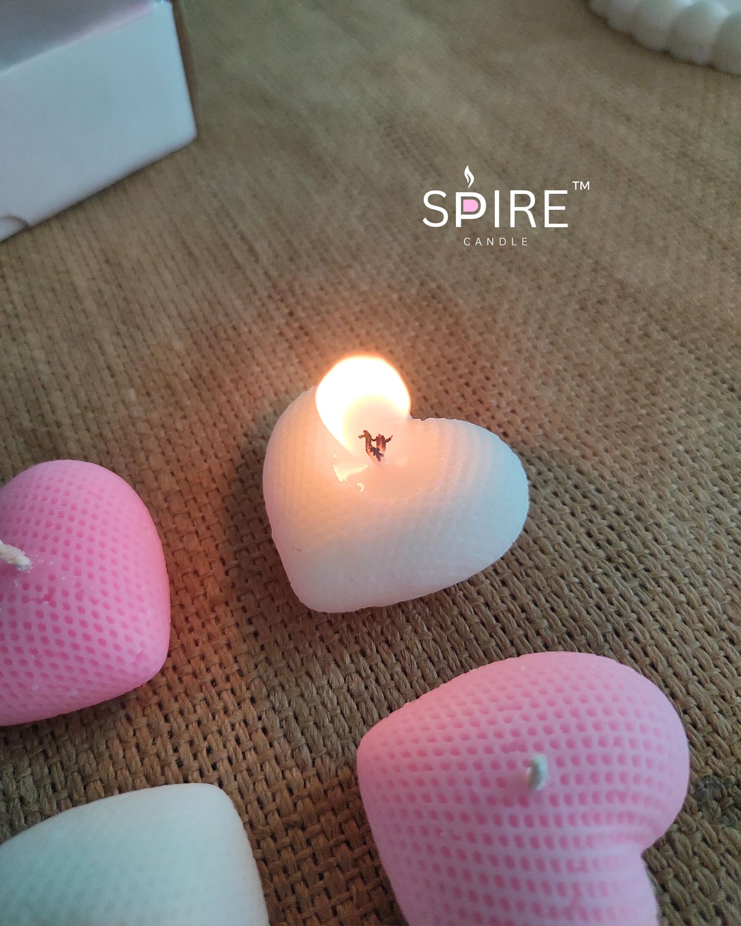 White & Pink Heart Candle Box | Pack Of 4 | Scented
