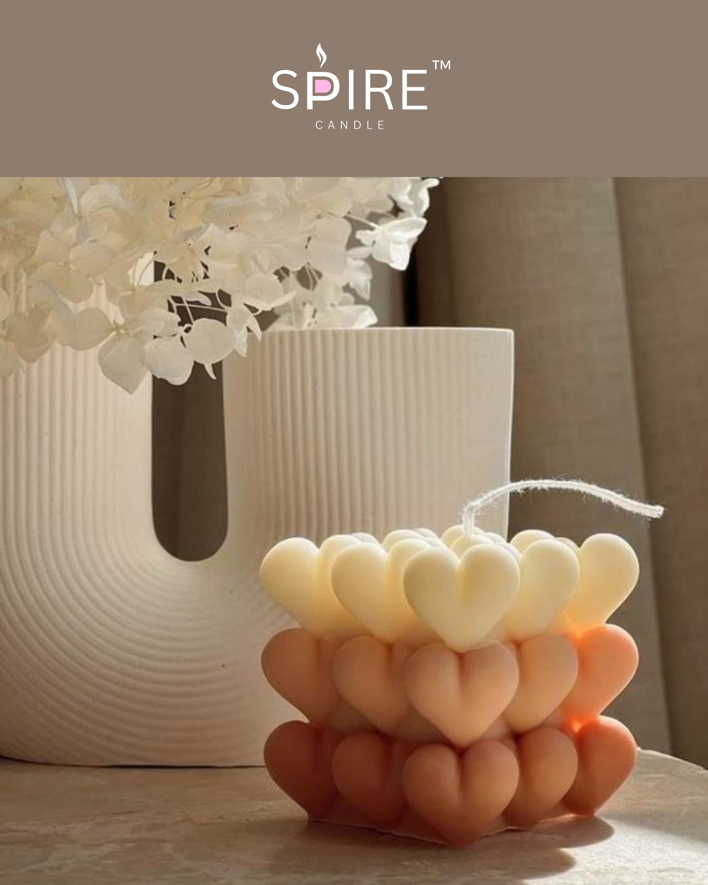 3 Shades Heart Bubble Candle