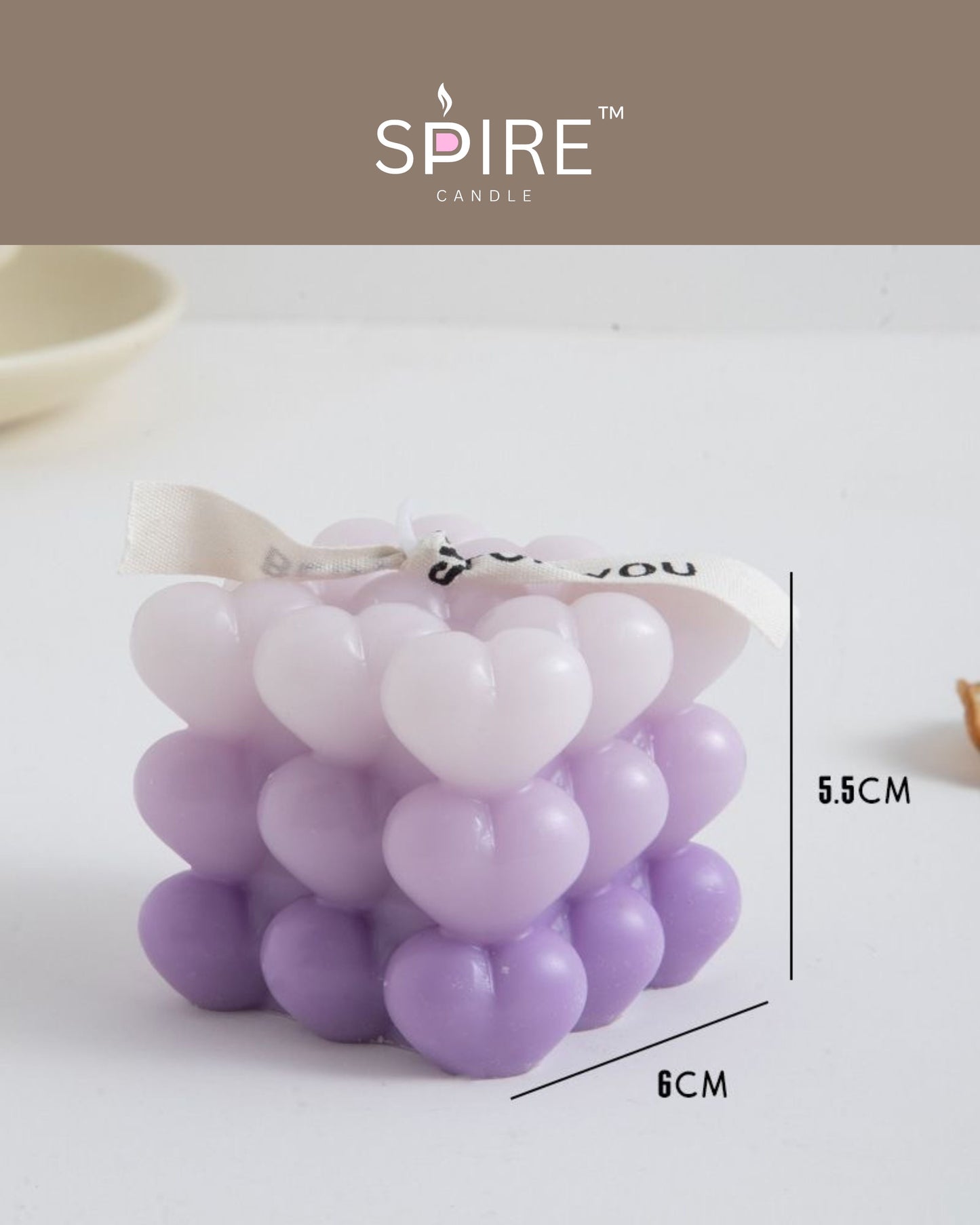 3 Shades Heart Bubble Candle