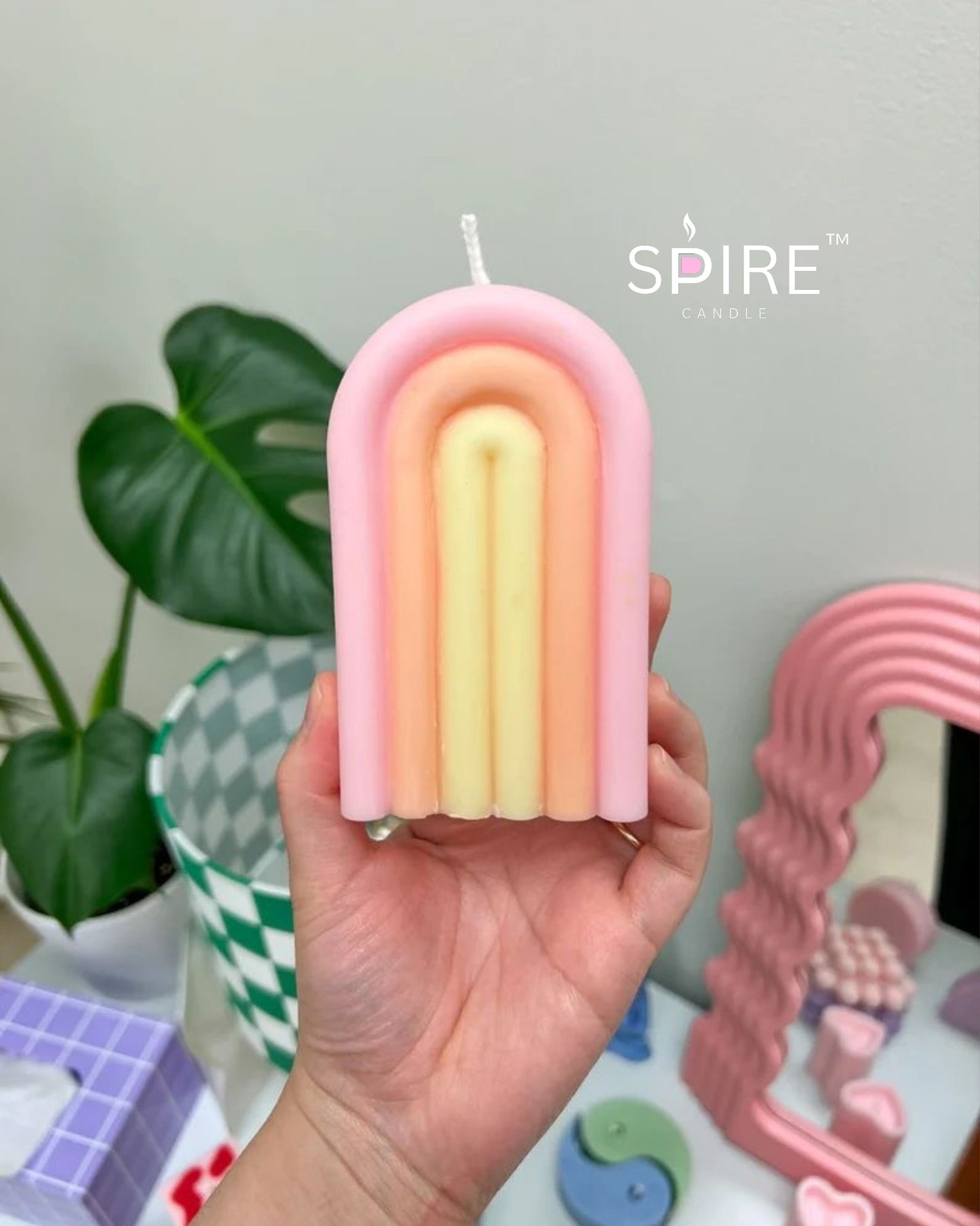 3 color Line Rainbow candle