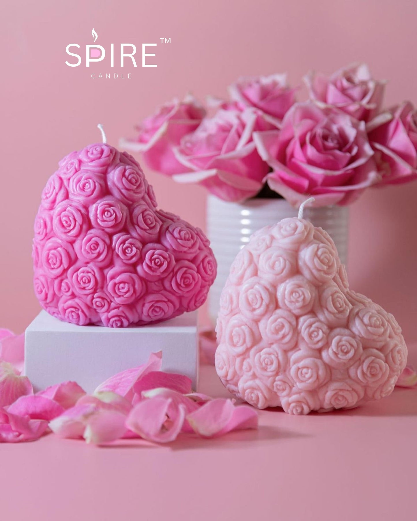 Rose on Heart Candle