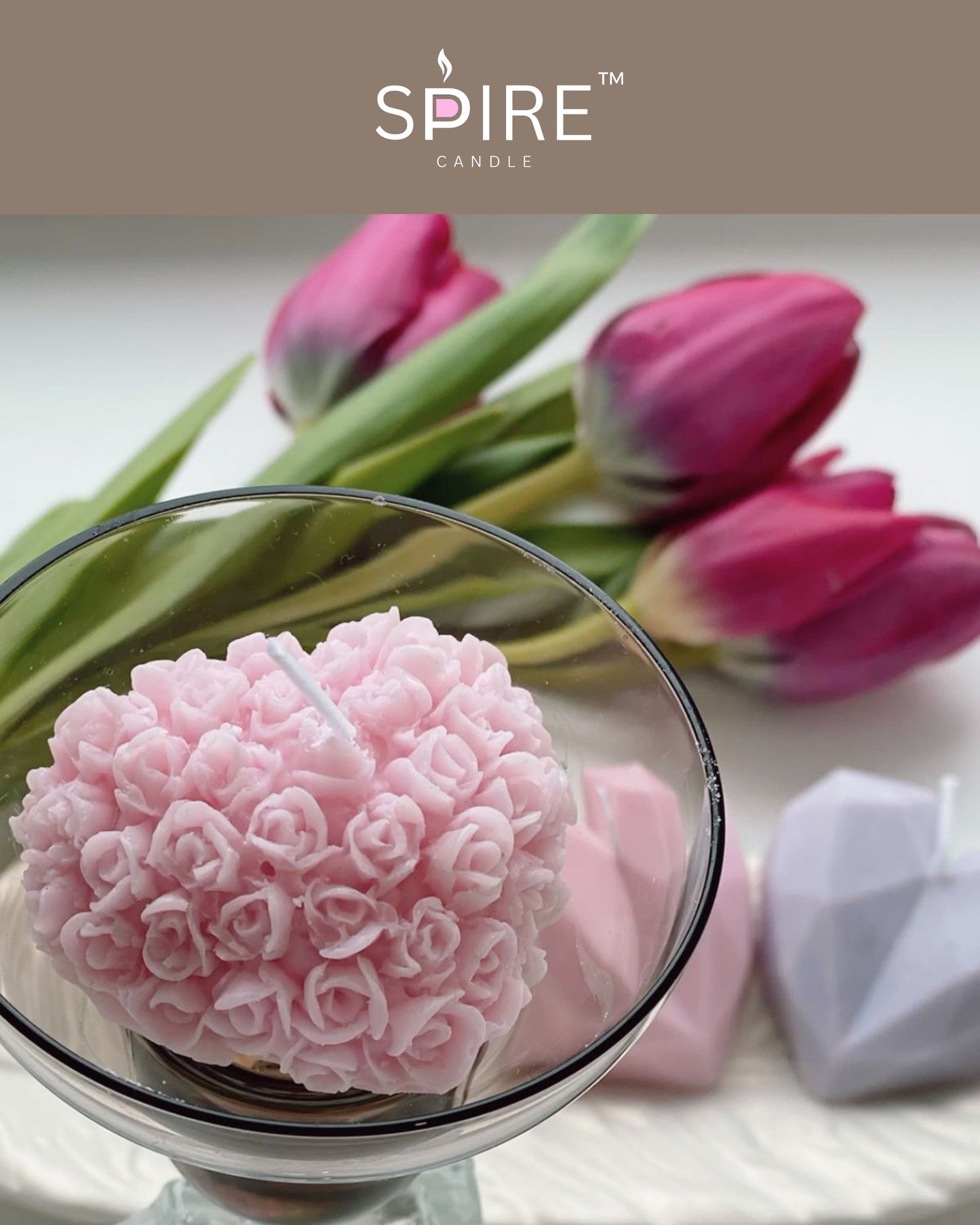 Rose on Heart Candle