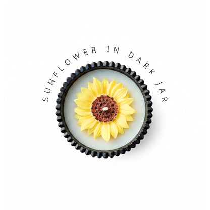 Sunflower Black Concrete Jar Candle