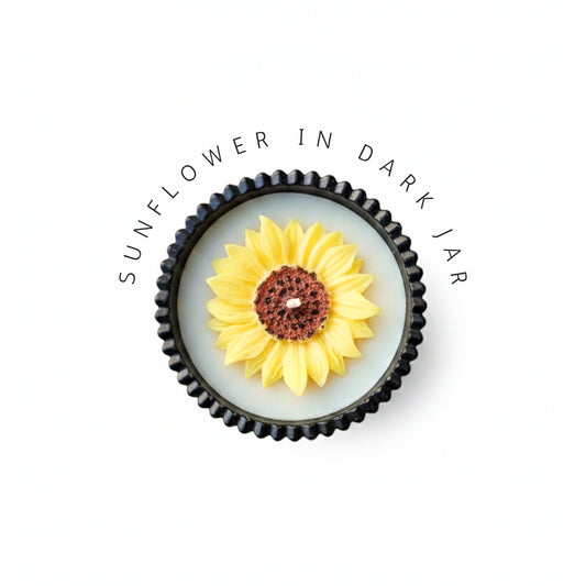 Sunflower Black Concrete Jar Candle