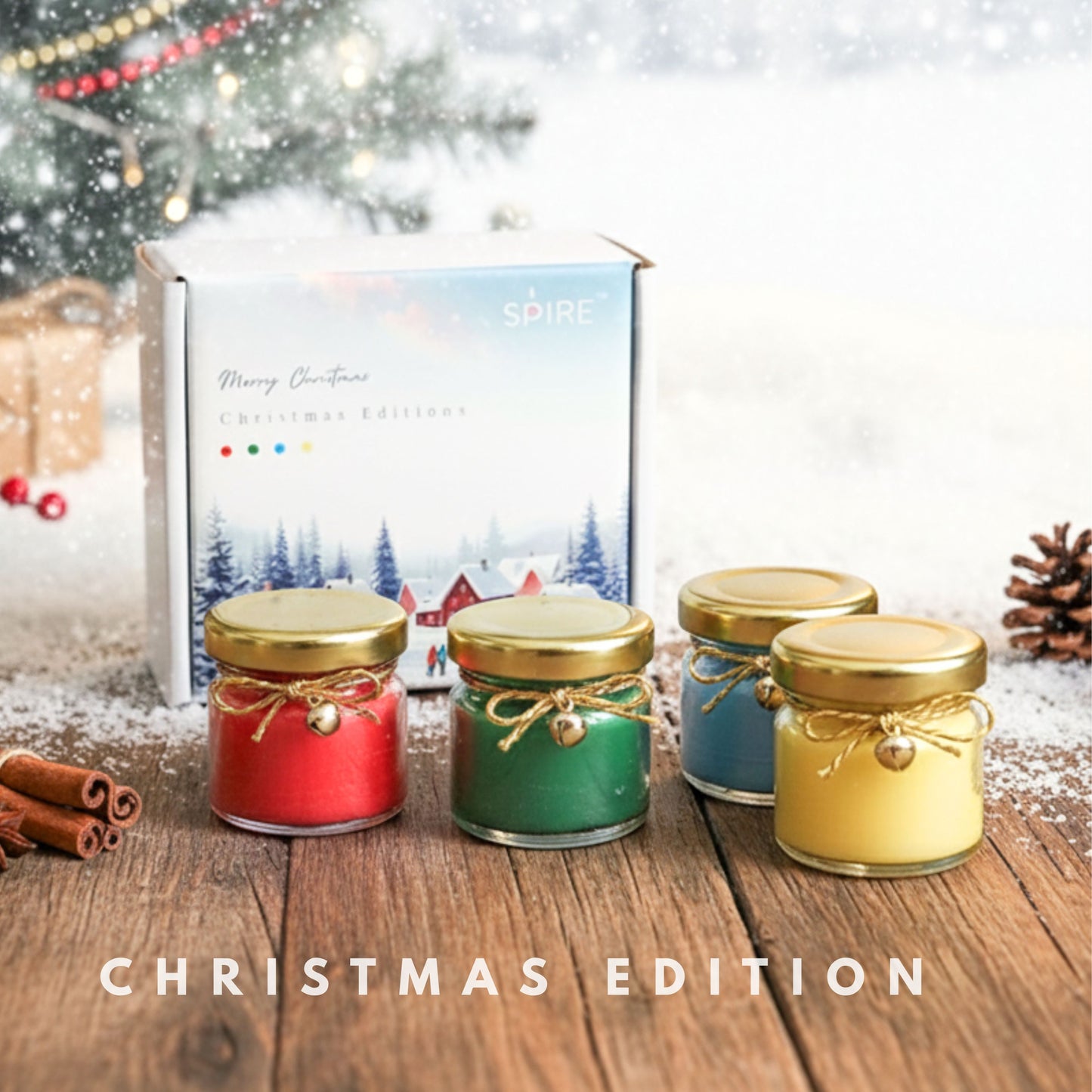 CHRISTMAS JAR CANDLES IN 4 DIFFERENT FRAGRANCE (PACK OF 4 ) | CHRISTMAS EDITION