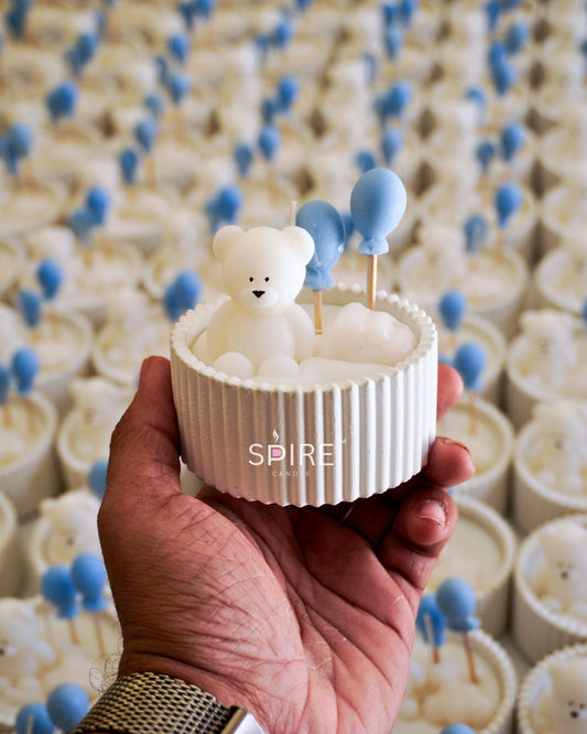Teddy with Balloons Candle (Lavender Fragrance) - concrete bowl