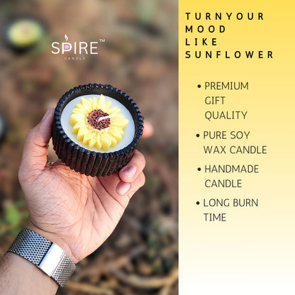 Sunflower Black Concrete Jar Candle