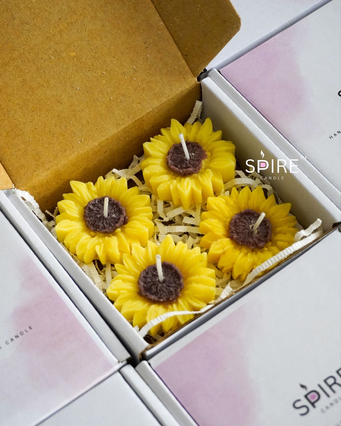 SUNFLOWER CANDLES ( PACK OF 4 )