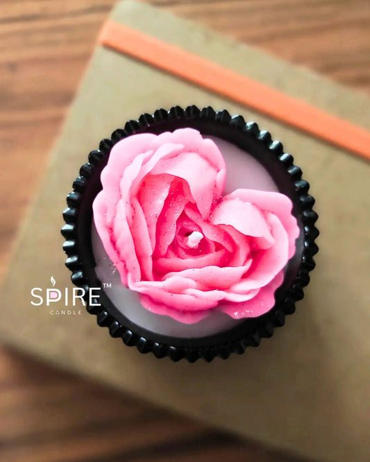 HEART PETALS IN BLACK CONCRETE BOWL