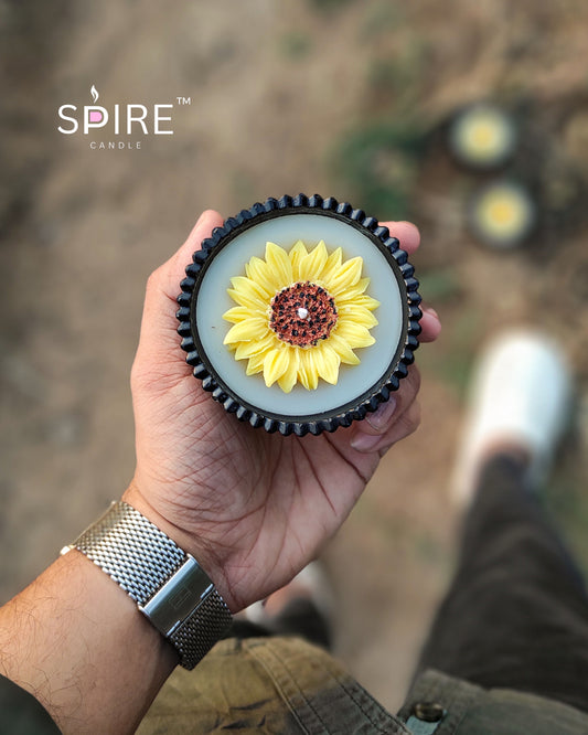 Sunflower Black Concrete Jar Candle