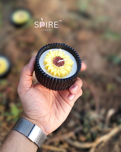 Sunflower Black Concrete Jar Candle
