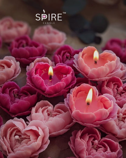 Rose heart petals candle