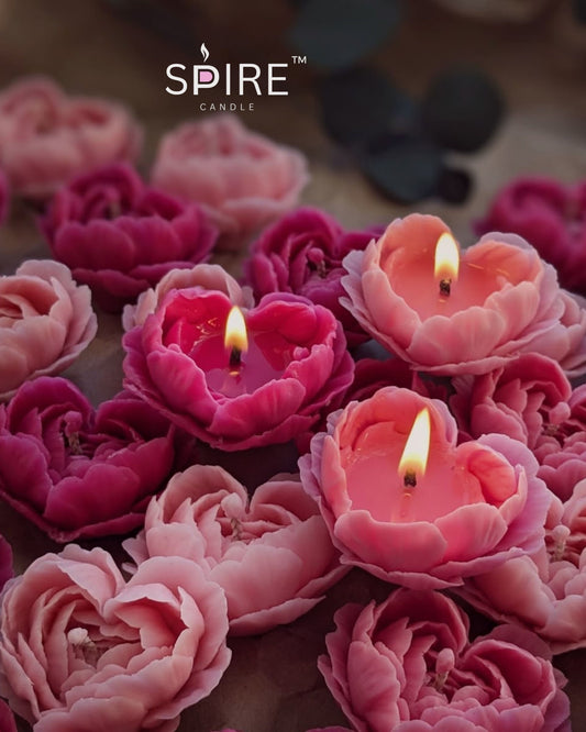 Rose heart petals candle