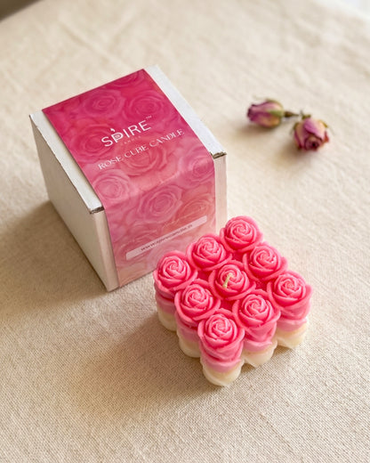 PINK ROSE CUBE CANDLE
