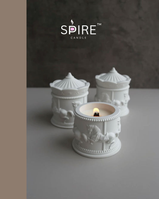 White Carousel Concrete Jar Candle