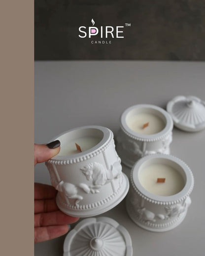 White Carousel Concrete Jar Candle