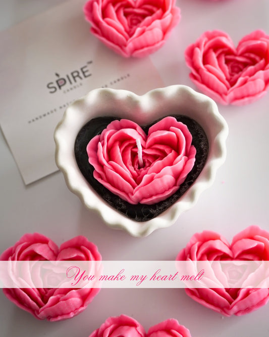 PInk Heart Flower In White Jar