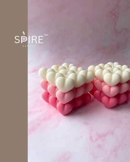 3 Shades Heart Bubble Candle