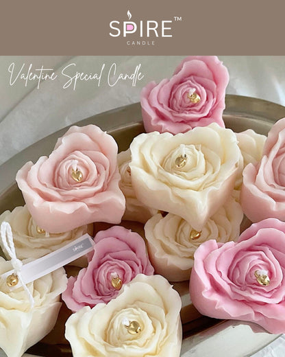 Rose Petals Heart Candle