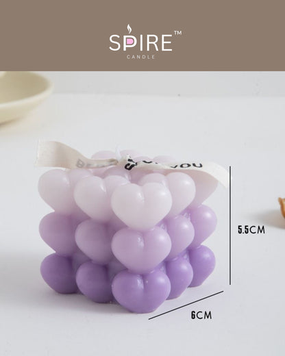 3 Shades Heart Bubble Candle